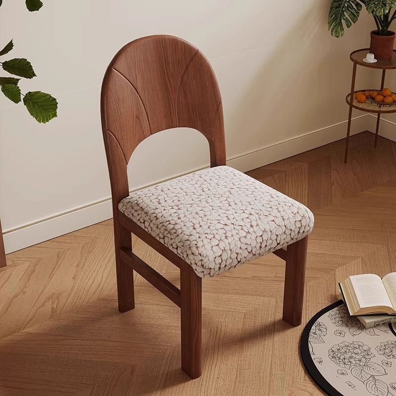 Traditional French Arc Square Jacquard Ash Dining Chair Backrest Armless For Dining Room