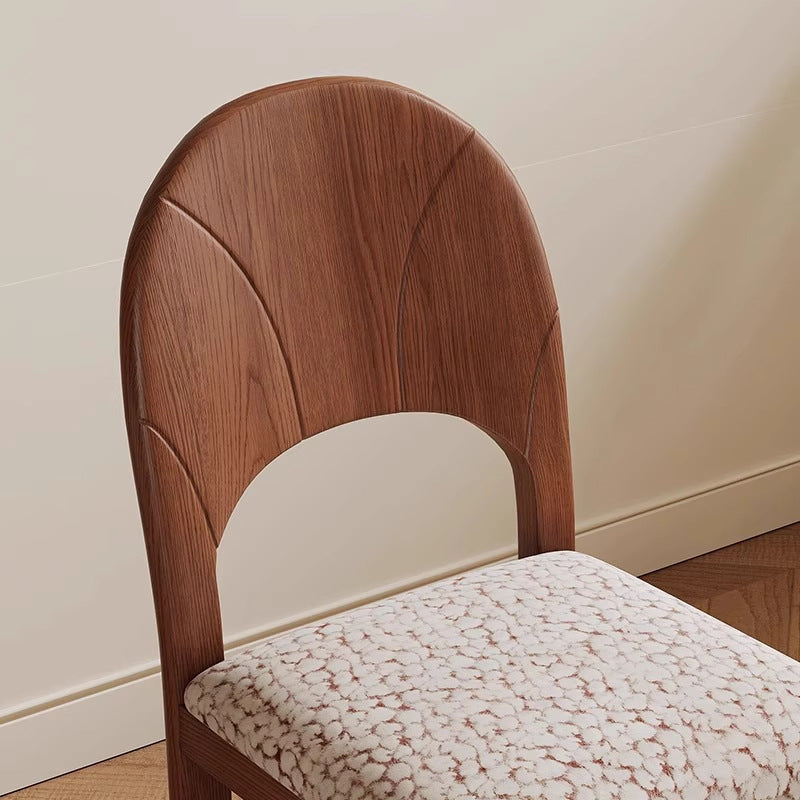 Traditional French Arc Square Jacquard Ash Dining Chair Backrest Armless For Dining Room