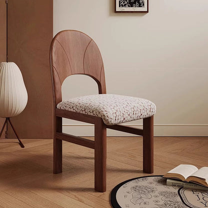 Traditional French Arc Square Jacquard Ash Dining Chair Backrest Armless For Dining Room