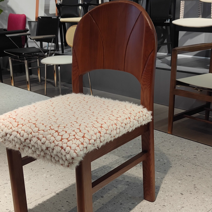 Traditional French Arc Square Jacquard Ash Dining Chair Backrest Armless For Dining Room