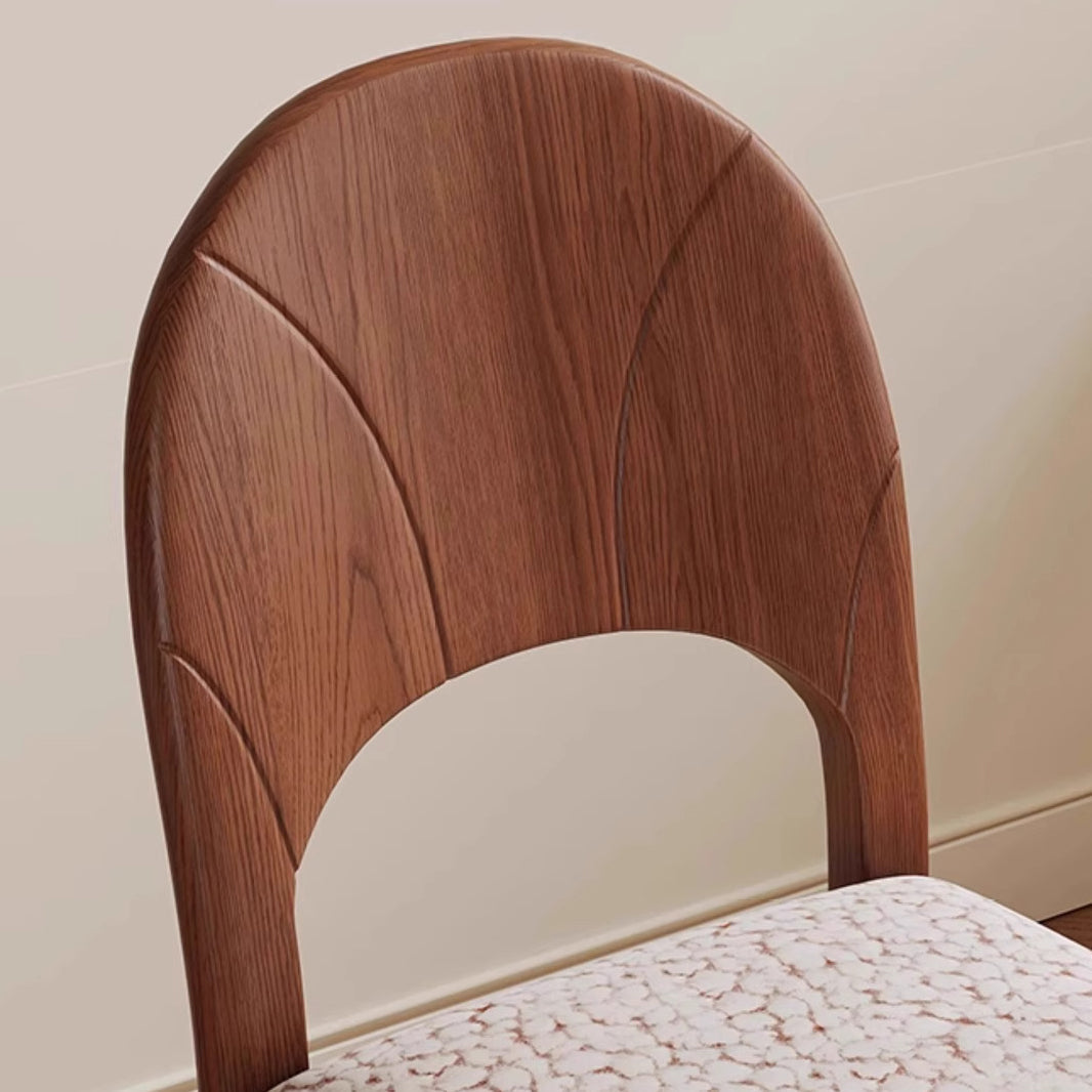 Traditional French Arc Square Jacquard Ash Dining Chair Backrest Armless For Dining Room