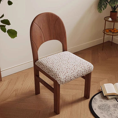 Traditional French Arc Square Jacquard Ash Dining Chair Backrest Armless For Dining Room