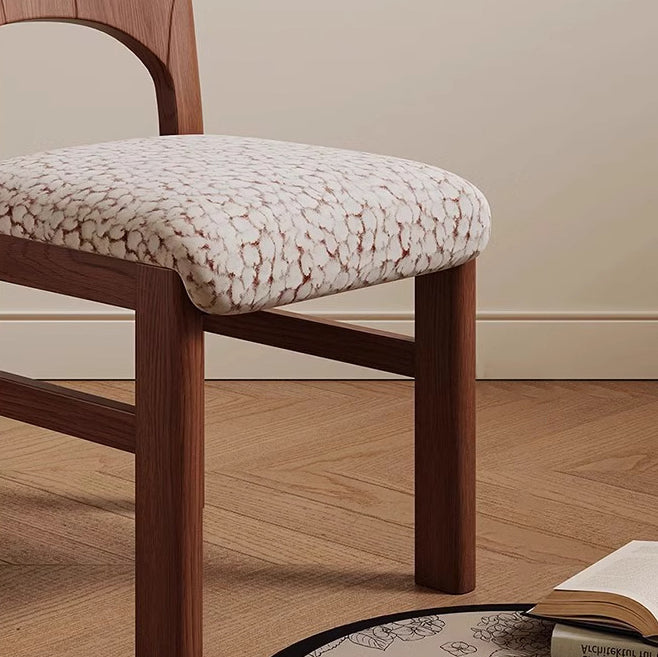 Traditional French Arc Square Jacquard Ash Dining Chair Backrest Armless For Dining Room