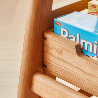 Traditional Japanese Square Cherry Wood Stackable Storage Dining Chair Backless Armless For Dining Room