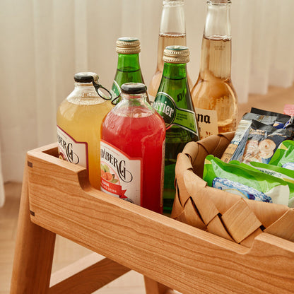 Traditional Japanese Square Cherry Wood Stackable Storage Dining Chair Backless Armless For Dining Room