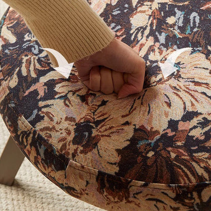 Traditional French Shell Round Cotton Linen Solid Wood Swivel Dining Chair Backrest Armless For Dining Room