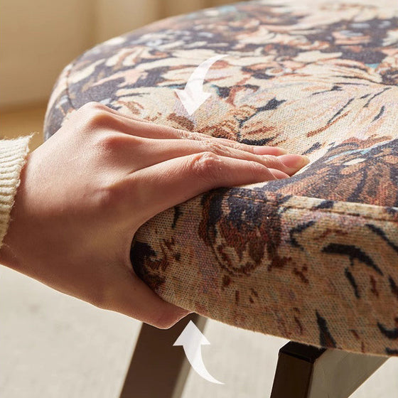 Traditional French Shell Round Cotton Linen Solid Wood Swivel Dining Chair Backrest Armless For Dining Room