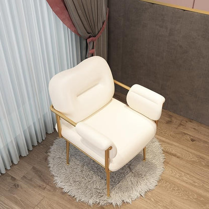 Contemporary Nordic Square Iron Leather Sponge Accent Chair Backrest Armrest For Bedroom