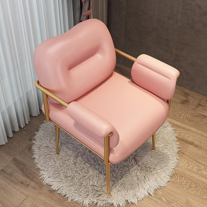 Contemporary Nordic Square Iron Leather Sponge Accent Chair Backrest Armrest For Bedroom