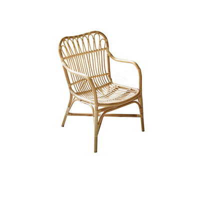 Contemporary Boho Square Rattan Weaving Ash Accent Chair Backrest Armrest For Dining Room