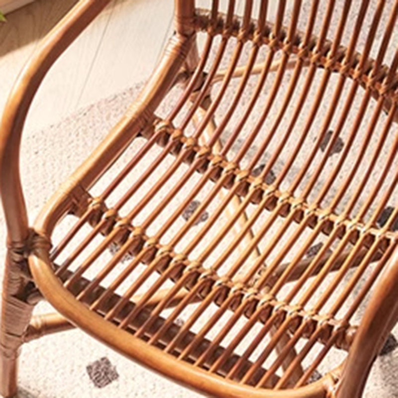 Contemporary Boho Square Rattan Weaving Ash Accent Chair Backrest Armrest For Dining Room