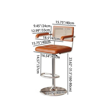 Contemporary Nordic Square Leather Rattan PP Stainless Steel Bar Stool Backrest Armrest For Dining Room