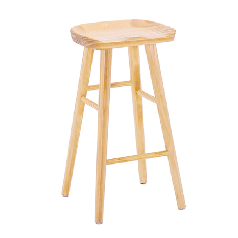 Contemporary Nordic Concave Square Full Solid Wood Bar Stool Backless Armless For Dining Room