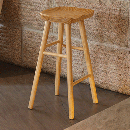 Contemporary Nordic Concave Square Full Solid Wood Bar Stool Backless Armless For Dining Room