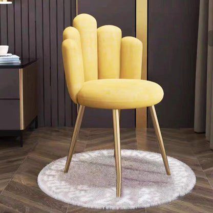 Contemporary Nordic Round Petal Upholstered Flannelette Carbon Steel Dining Chair Backrest Armless For Dining Room