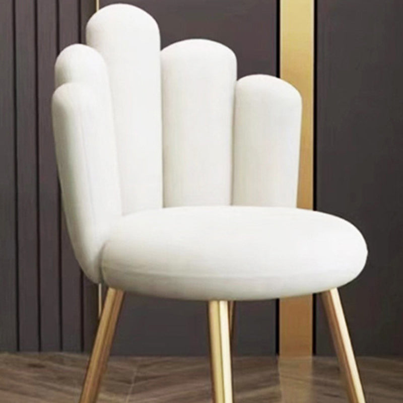 Contemporary Nordic Round Petal Upholstered Flannelette Carbon Steel Dining Chair Backrest Armless For Dining Room