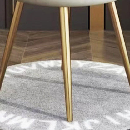 Contemporary Nordic Round Petal Upholstered Flannelette Carbon Steel Dining Chair Backrest Armless For Dining Room