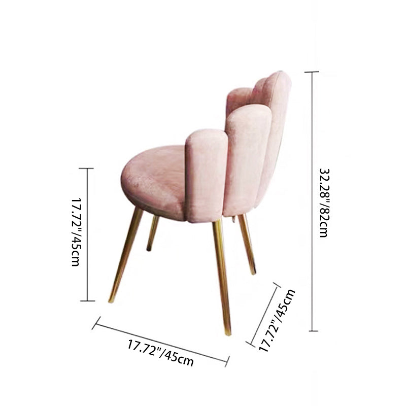 Contemporary Nordic Round Petal Upholstered Flannelette Carbon Steel Dining Chair Backrest Armless For Dining Room