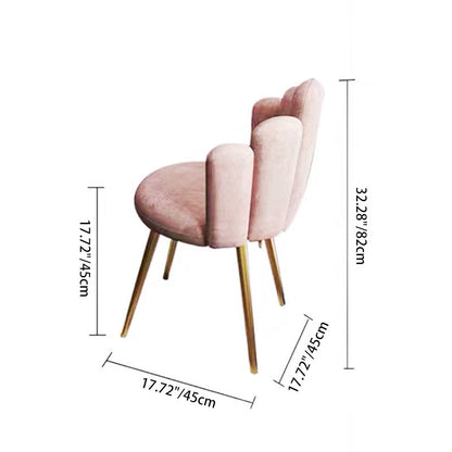 Contemporary Nordic Round Petal Upholstered Flannelette Carbon Steel Dining Chair Backrest Armless For Dining Room