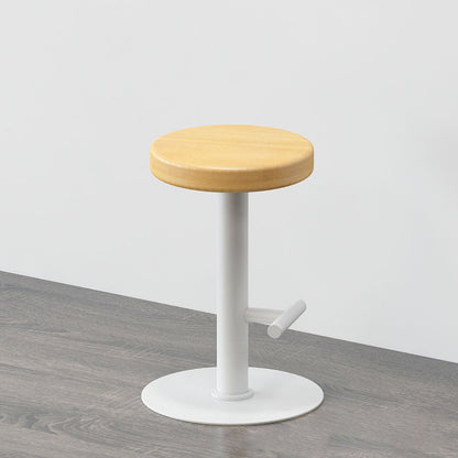 Modern Minimalist Round Solid Wood Iron Bar Stool Backless Armless Footrest For Dining Room