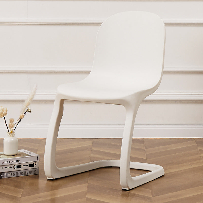 Contemporary Nordic Arc Geometry Macarons Full PP Dining Chair Backrest Armless For Dining Room