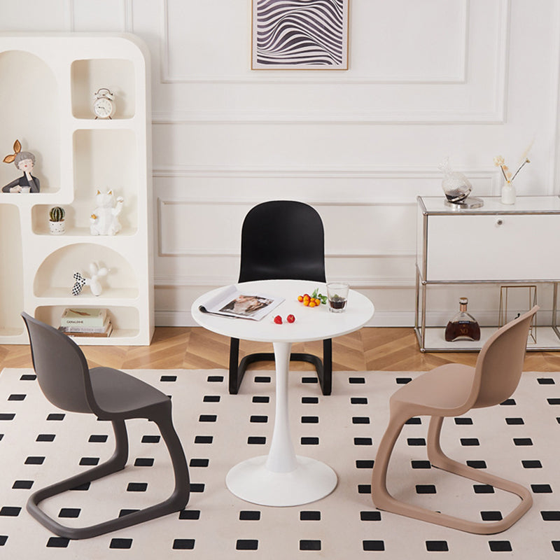 Contemporary Nordic Arc Geometry Macarons Full PP Dining Chair Backrest Armless For Dining Room