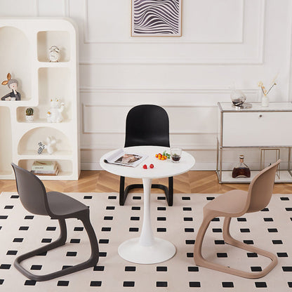 Contemporary Nordic Arc Geometry Macarons Full PP Dining Chair Backrest Armless For Dining Room