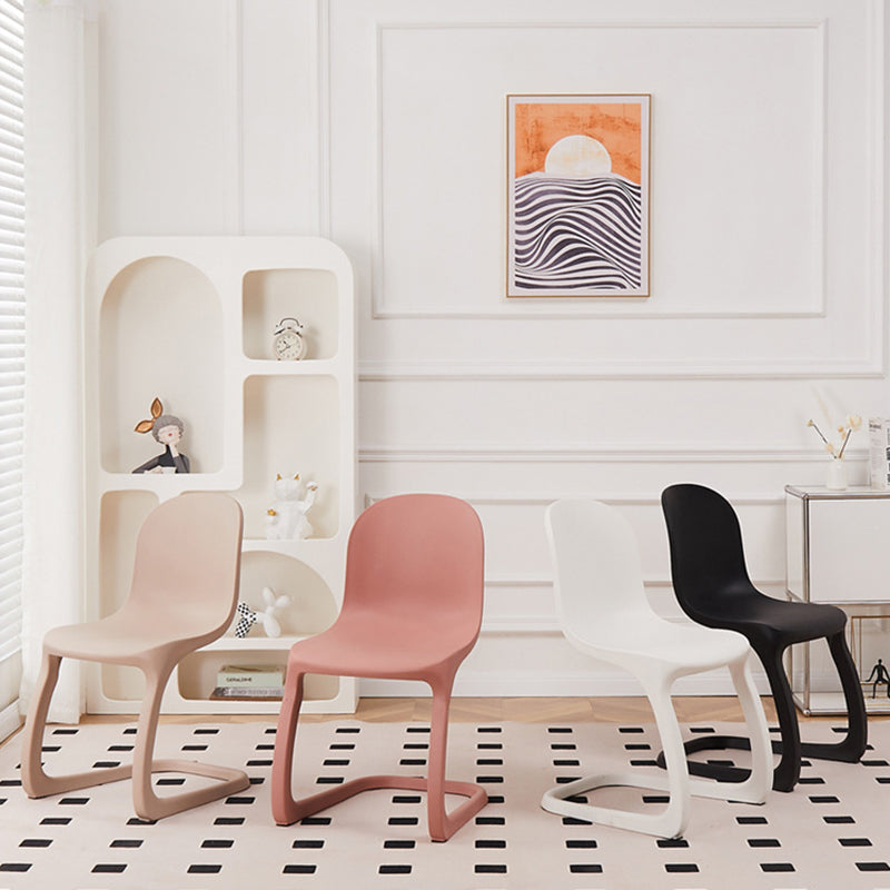 Contemporary Nordic Arc Geometry Macarons Full PP Dining Chair Backrest Armless For Dining Room