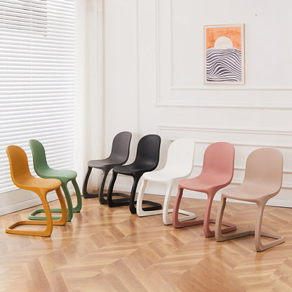 Contemporary Nordic Arc Geometry Macarons Full PP Dining Chair Backrest Armless For Dining Room