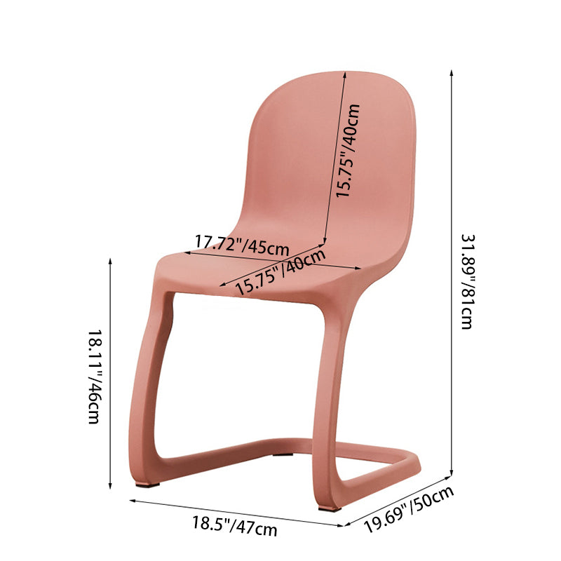 Contemporary Nordic Arc Geometry Macarons Full PP Dining Chair Backrest Armless For Dining Room