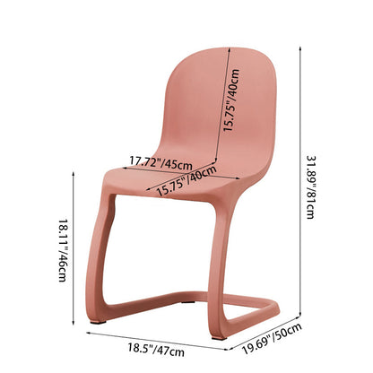 Contemporary Nordic Arc Geometry Macarons Full PP Dining Chair Backrest Armless For Dining Room