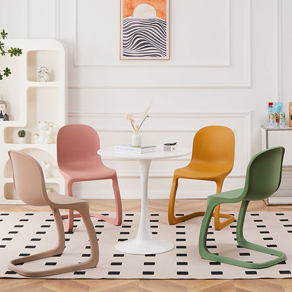 Contemporary Nordic Arc Geometry Macarons Full PP Dining Chair Backrest Armless For Dining Room
