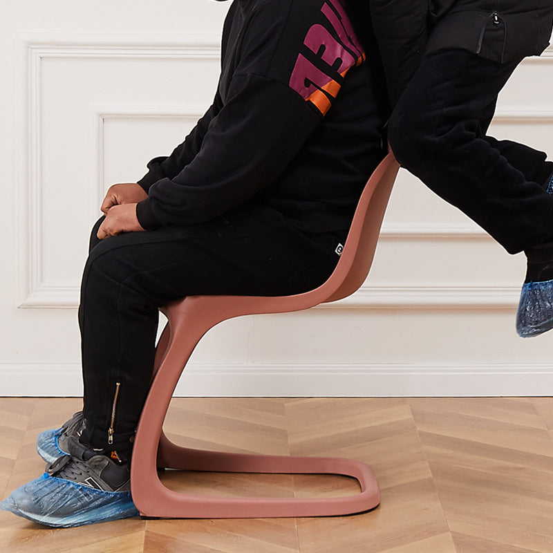 Contemporary Nordic Arc Geometry Macarons Full PP Dining Chair Backrest Armless For Dining Room