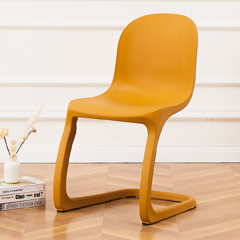 Contemporary Nordic Arc Geometry Macarons Full PP Dining Chair Backrest Armless For Dining Room