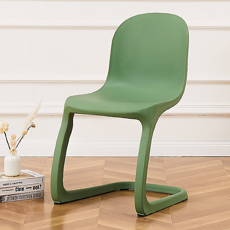 Contemporary Nordic Arc Geometry Macarons Full PP Dining Chair Backrest Armless For Dining Room