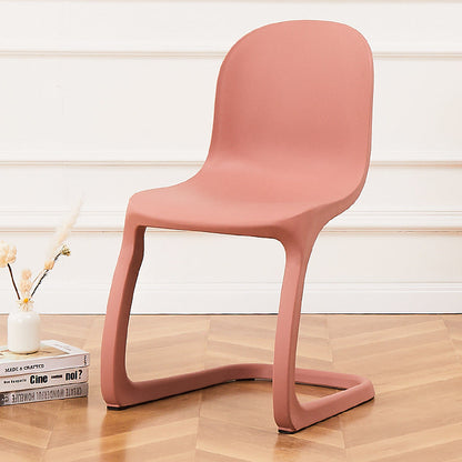 Contemporary Nordic Arc Geometry Macarons Full PP Dining Chair Backrest Armless For Dining Room