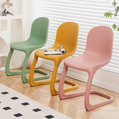 Contemporary Nordic Arc Geometry Macarons Full PP Dining Chair Backrest Armless For Dining Room