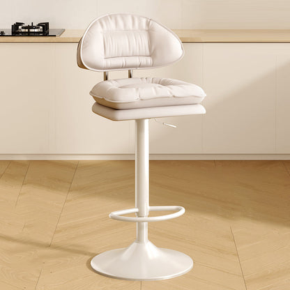 Modern Minimalist Upholstered PU Leather Steel Doll Cotton Sponge Bar Stool Backrest Armrest For Dining Room