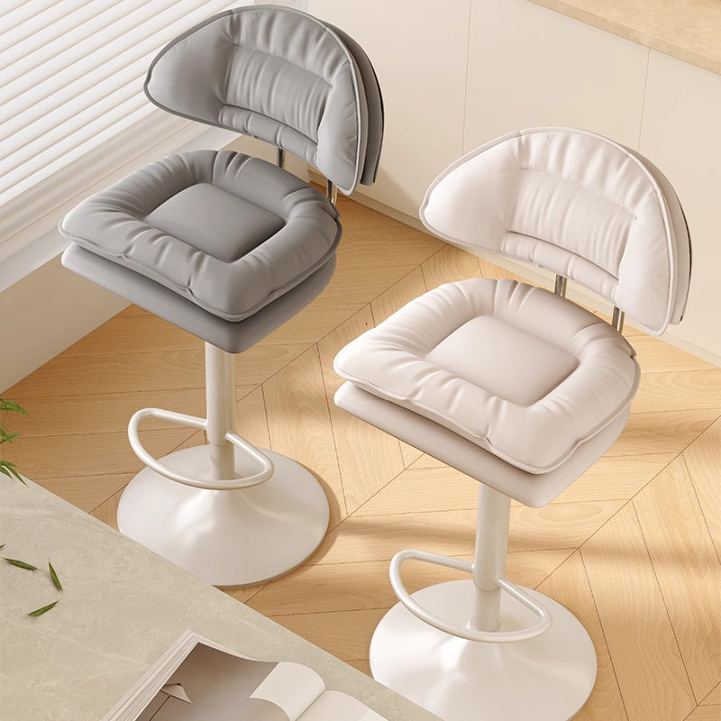 Modern Minimalist Upholstered PU Leather Steel Doll Cotton Sponge Bar Stool Backrest Armrest For Dining Room