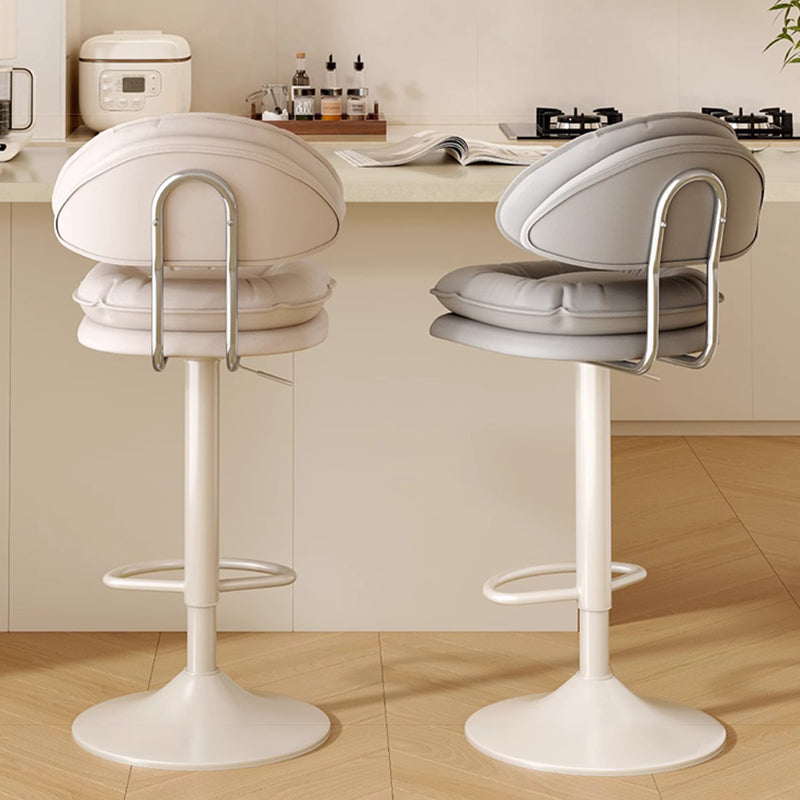 Modern Minimalist Upholstered PU Leather Steel Doll Cotton Sponge Bar Stool Backrest Armrest For Dining Room