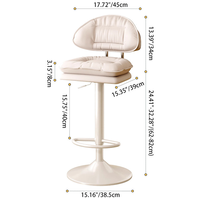 Modern Minimalist Upholstered PU Leather Steel Doll Cotton Sponge Bar Stool Backrest Armrest For Dining Room