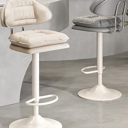 Modern Minimalist Upholstered PU Leather Steel Doll Cotton Sponge Bar Stool Backrest Armrest For Dining Room