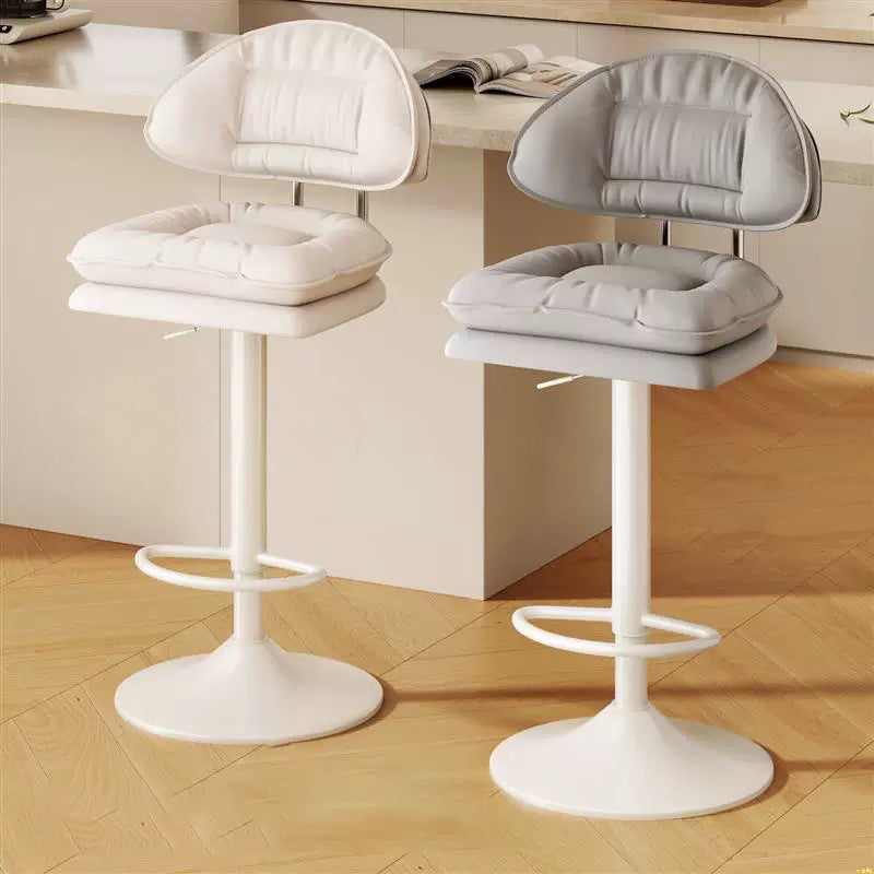 Modern Minimalist Upholstered PU Leather Steel Doll Cotton Sponge Bar Stool Backrest Armrest For Dining Room