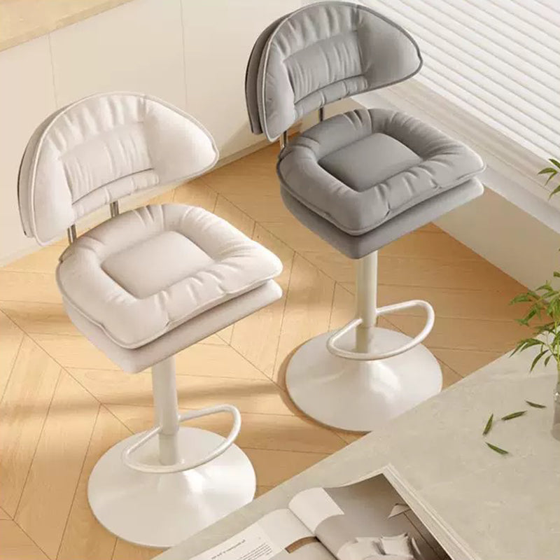 Modern Minimalist Upholstered PU Leather Steel Doll Cotton Sponge Bar Stool Backrest Armrest For Dining Room