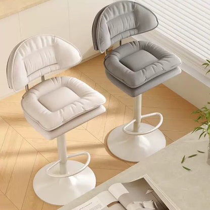 Modern Minimalist Upholstered PU Leather Steel Doll Cotton Sponge Bar Stool Backrest Armrest For Dining Room