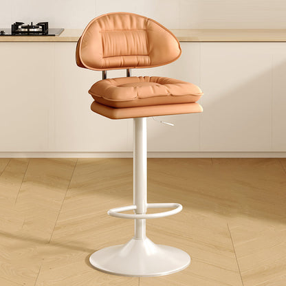 Modern Minimalist Upholstered PU Leather Steel Doll Cotton Sponge Bar Stool Backrest Armrest For Dining Room