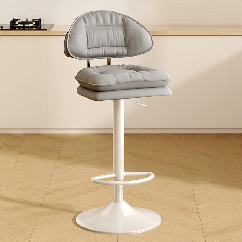 Modern Minimalist Upholstered PU Leather Steel Doll Cotton Sponge Bar Stool Backrest Armrest For Dining Room