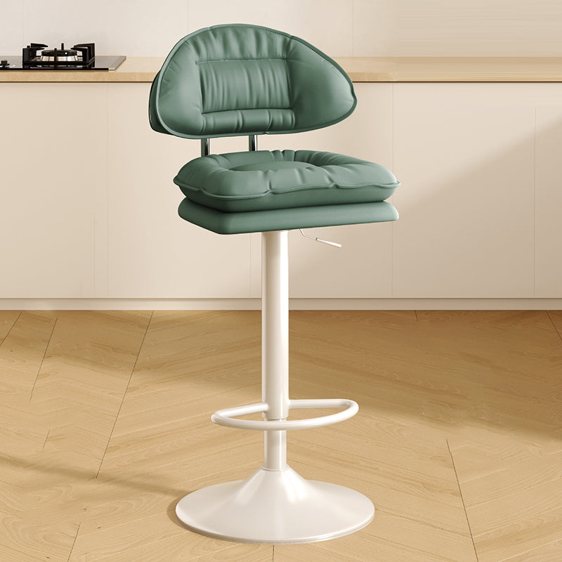 Modern Minimalist Upholstered PU Leather Steel Doll Cotton Sponge Bar Stool Backrest Armrest For Dining Room