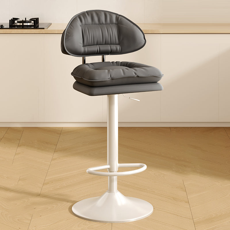 Modern Minimalist Upholstered PU Leather Steel Doll Cotton Sponge Bar Stool Backrest Armrest For Dining Room