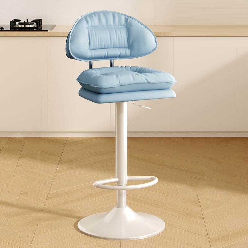 Modern Minimalist Upholstered PU Leather Steel Doll Cotton Sponge Bar Stool Backrest Armrest For Dining Room